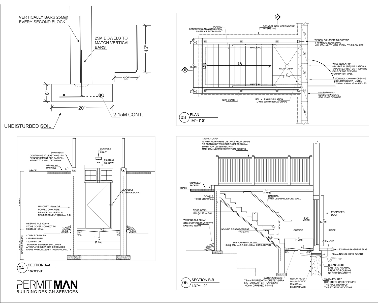 Below Grade Entrance drawings plan
