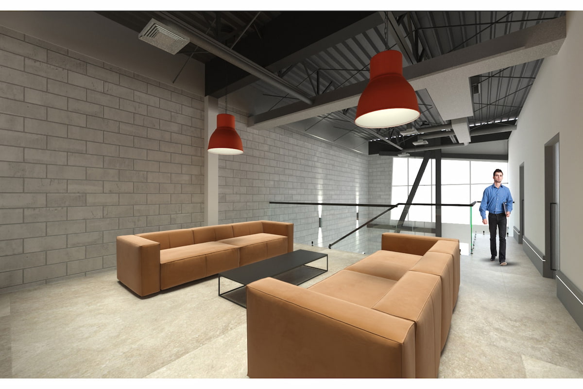 Mezzanine lounge area – 3D permit visualization