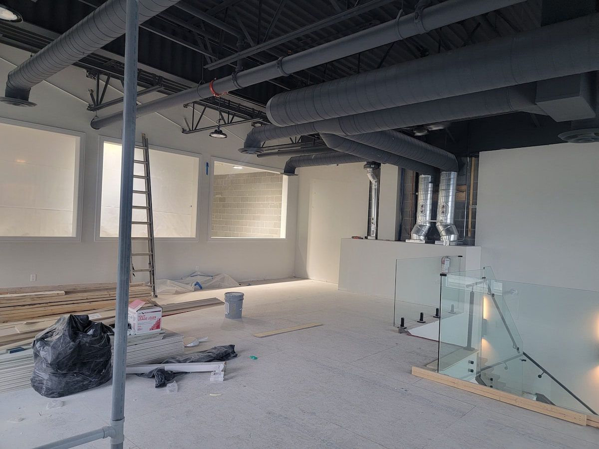 Top-down view of commercial mezzanine addition Aurora
