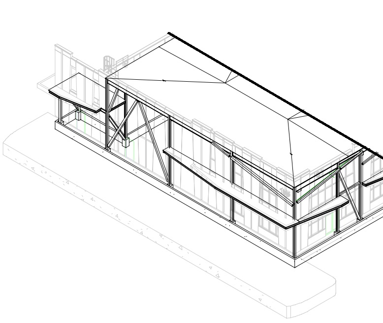Architectural concept for mezzanine addition – 3D sketch