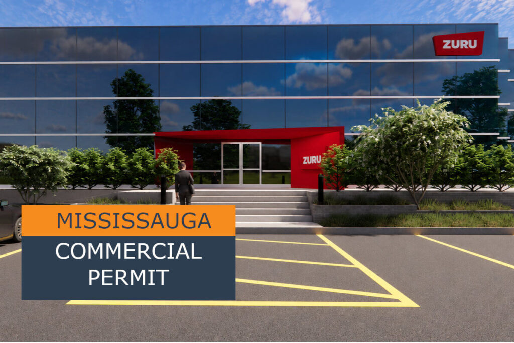 Featured image of modern commercial entrance canopy permit project in Mississauga