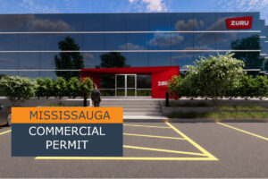 Featured image of modern commercial entrance canopy permit project in Mississauga