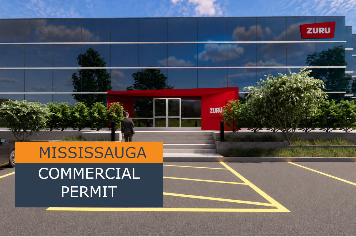 Featured image of modern commercial entrance canopy permit project in Mississauga
