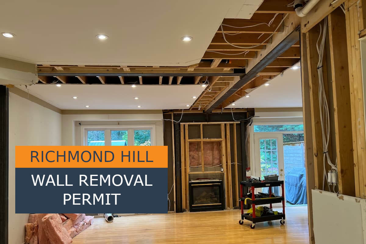 Load bearing wall removal project with structural steel beam installation in Richmond Hill Ontario