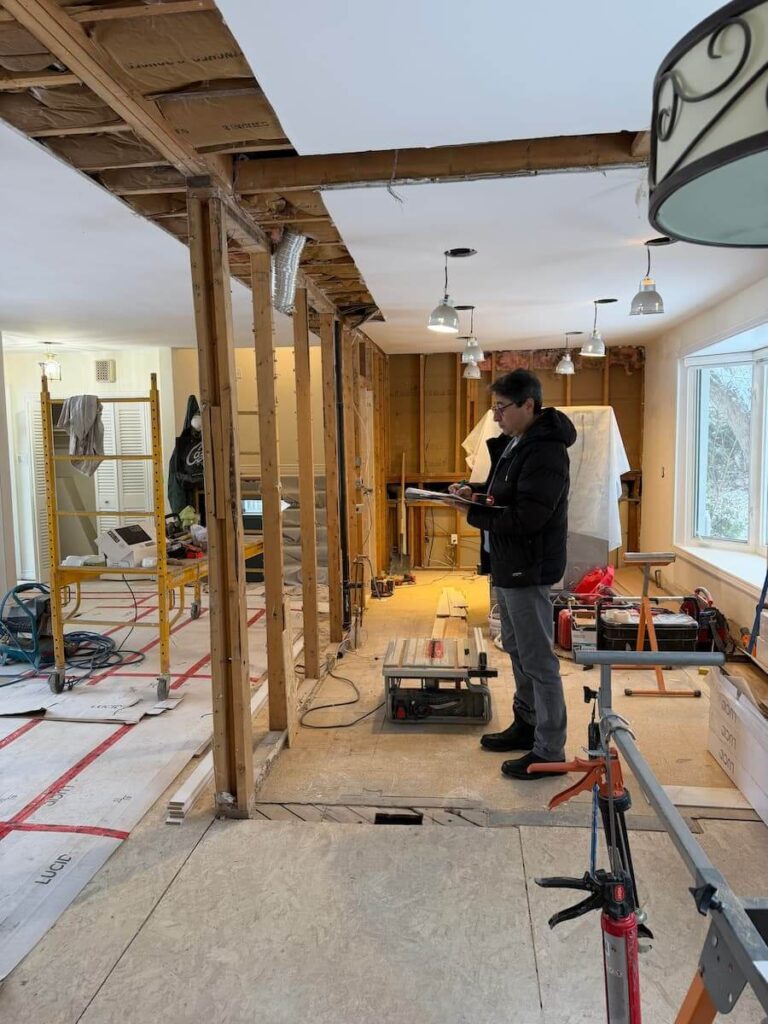 On-site structural review for load bearing wall removal project in Toronto detached house